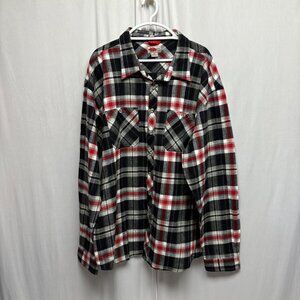 Field and Forest Flannel Shirt Mens Size 4XL Plaid Button Up Cotton Red Black